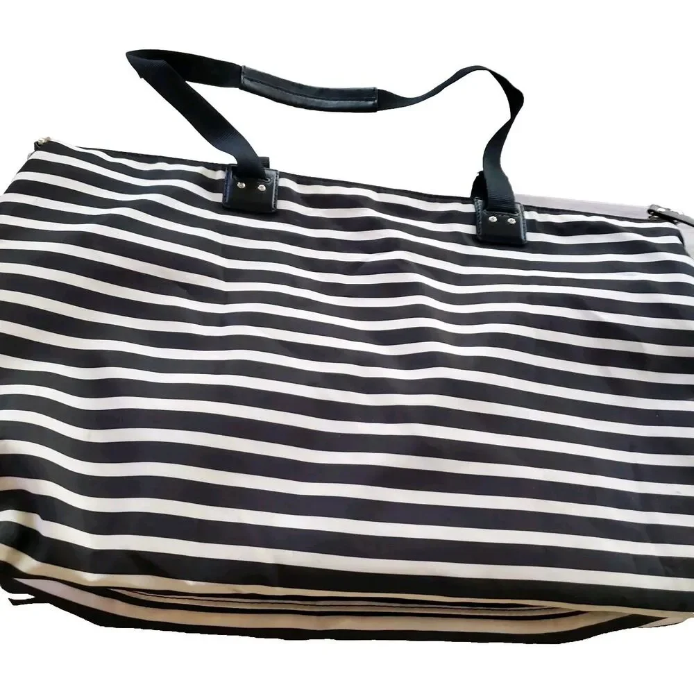 Kate Spade Tote Bag Black Cream Stripe Pink Bon Voyage Travel Bag Baby WKRU261